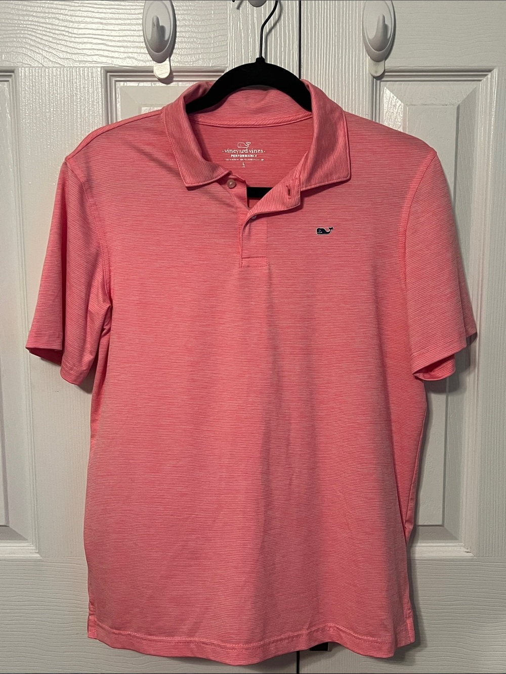 EUC Youth Vineyard Vines Heathered Pink Striped Polo Size Large